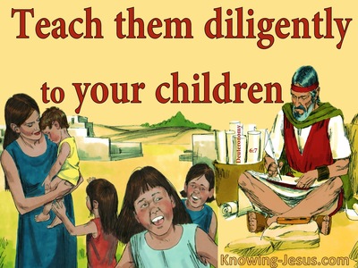 Deuteronomy 6:7 Teach Them Dilligently To Your Sons (red)